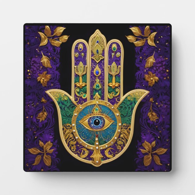  Ornate Gold Third Eye Hamsa Plaque (Front)