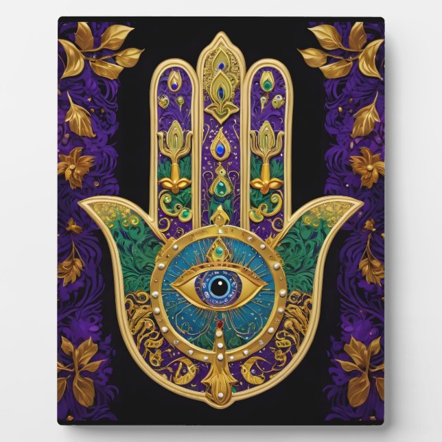  Ornate Gold Third Eye Hamsa Plaque (Front)