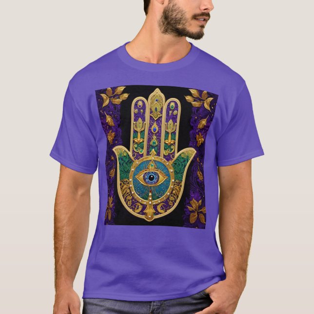  Ornate Gold Third Eye Hamsa T-Shirt (Front)