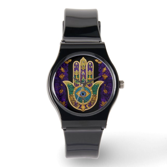  Ornate Gold Third Eye Hamsa Watch (Front)