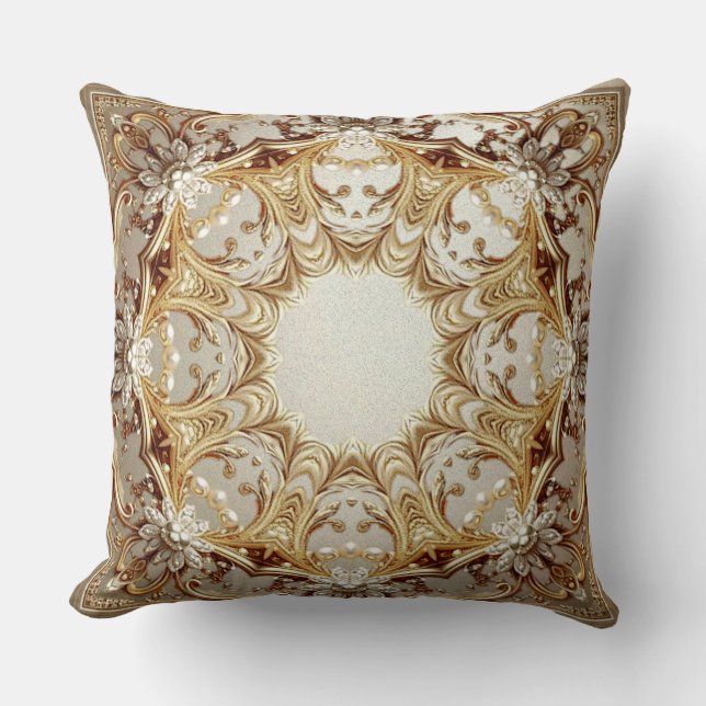 Ornate Gold Throw Pillow (Front)