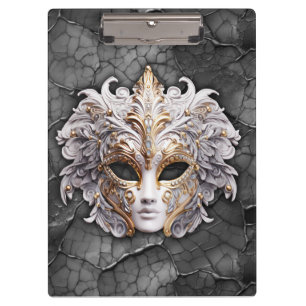 Ornate Gold / White Details on Gray Marble  Clipboard