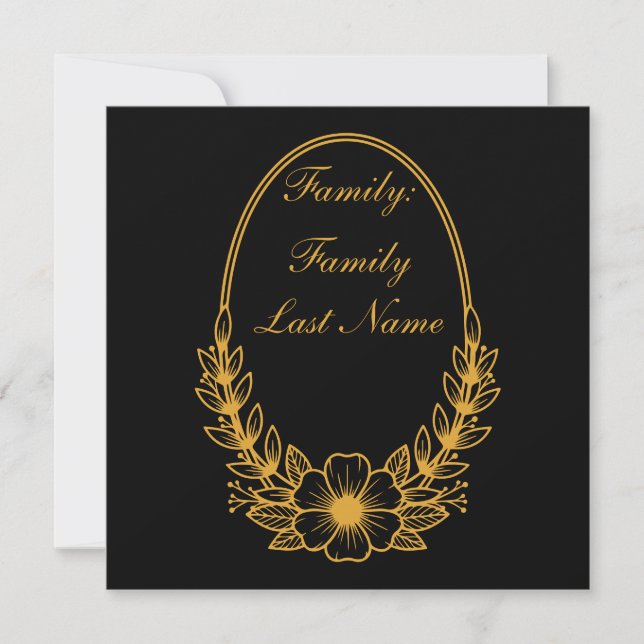 Ornate Gold Wreath Invitation with Custom Text Des (Front)