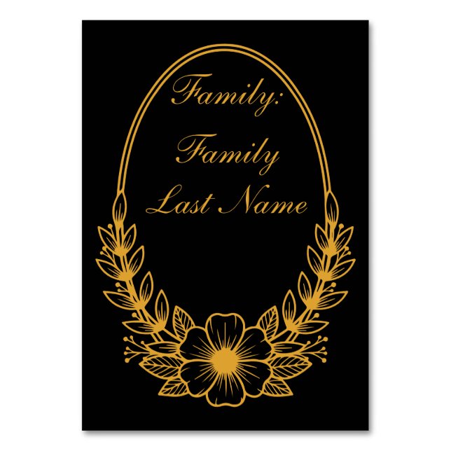 Ornate Gold Wreath Invitation with Custom Text Des Table Number (Front)