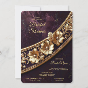 Ornate Golden Floral Bridal Shower Invitation