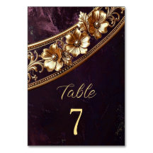 Ornate Golden Floral Table Number