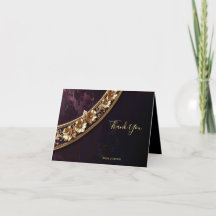 Ornate Golden Floral Thank You Card