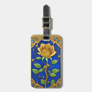 Ornate Golden Rose Artwork Luggage Tag