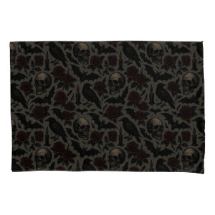 Ornate Gothic Floral Skull with Intricate Details Pillowcase