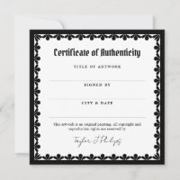 Ornate Gothic Font Certificate of Authenticity