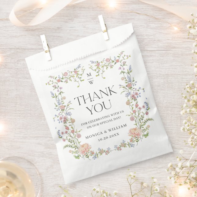 Ornate Grace Pastel Blush Floral Wedding Favour Bag (Clipped)