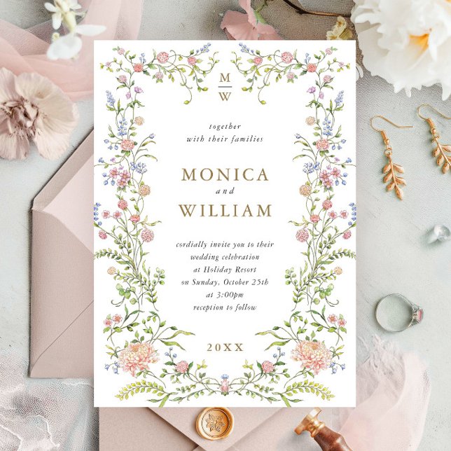 Ornate Grace Pastel Blush Floral Wedding Invitation (Creator Uploaded)