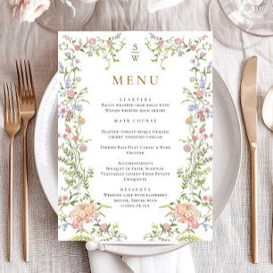 Ornate Grace Pastel Blush Floral Wedding Menu