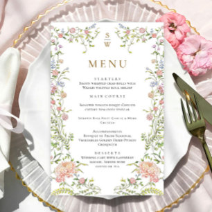Ornate Grace Pastel Blush Floral Wedding Menu