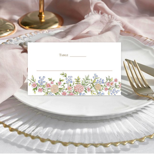 Ornate Grace Pastel Blush Floral Wedding Place Card (Creator Uploaded)