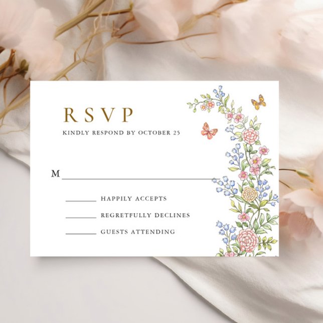 Ornate Grace Pastel Blush Floral Wedding RSVP Card (Creator Uploaded)