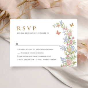 Ornate Grace Pastel Blush Floral Wedding RSVP Card