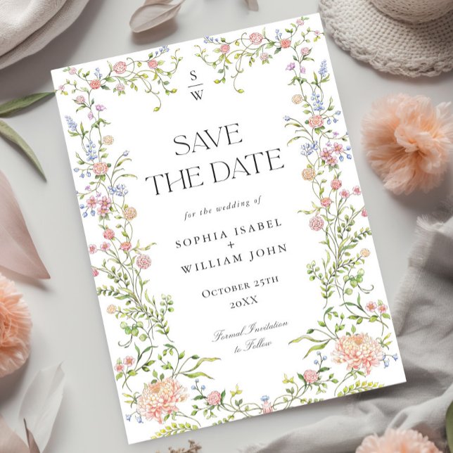 Ornate Grace Pastel Blush Floral Wedding Save The Date (Creator Uploaded)