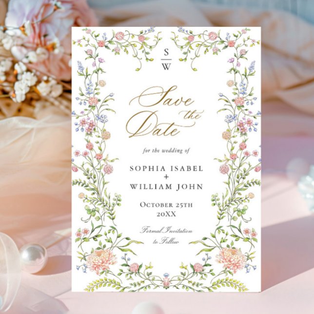Ornate Grace Pastel Blush Floral Wedding Save The Date (Creator Uploaded)