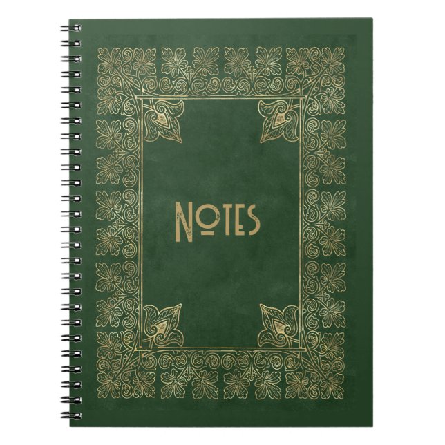Ornate Green and Gold Frame Notebook (Front)