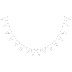 Ornate green flower with red centre, dark leaves,  bunting 