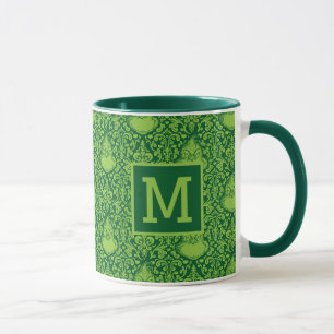 Ornate Green Grinch Pattern   Add Your Monogram Mug