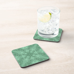 Ornate Green Leafy Scrollwork Coasters (set of 6)