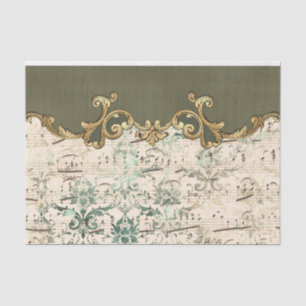 Ornate Green Music notes Decoupage Tissue Paper