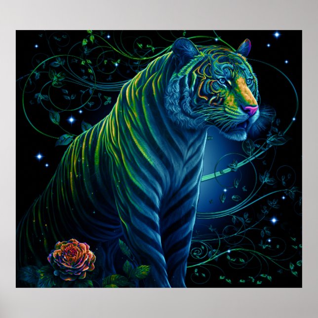 Ornate Green Tiger Poster (Front)