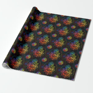 Ornate hamsa: hand-drawn neon pattern. wrapping paper