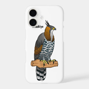 Ornate hawk eagle bird cartoon illustration 