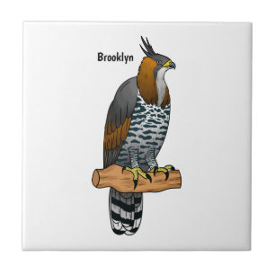 Ornate hawk eagle bird cartoon illustration ceramic tile