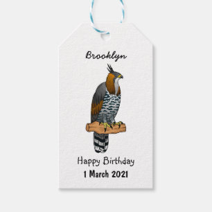 Ornate hawk eagle bird cartoon illustration gift tags