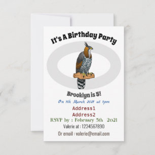 Ornate hawk eagle bird cartoon illustration invitation