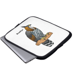 Ornate hawk eagle bird cartoon illustration laptop sleeve