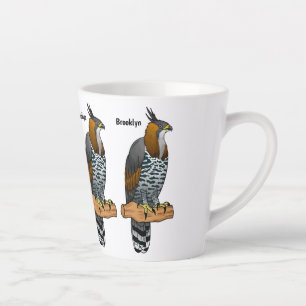 Ornate hawk eagle bird cartoon illustration latte mug