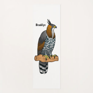Ornate hawk eagle bird cartoon illustration yoga mat