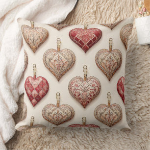Ornate Heart Ornaments - Baroque & Quilted (1) Cushion