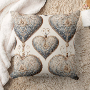 Ornate Heart Ornaments - Baroque & Quilted (2) Cushion