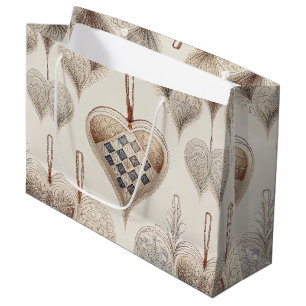 Ornate Heart Ornaments - Baroque & Quilted (3) Large Gift Bag