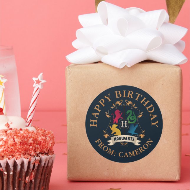 Ornate HOGWARTS™ House Crest | Happy Birthday Classic Round Sticker (Party)