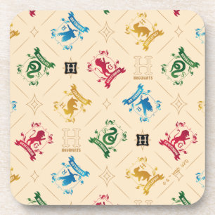 Ornate HOGWARTS™ House Crests Pattern Coaster