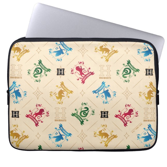 Ornate HOGWARTS™ House Crests Pattern Laptop Sleeve (Front)