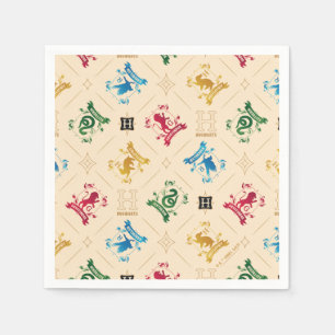 Ornate HOGWARTS™ House Crests Pattern Napkin