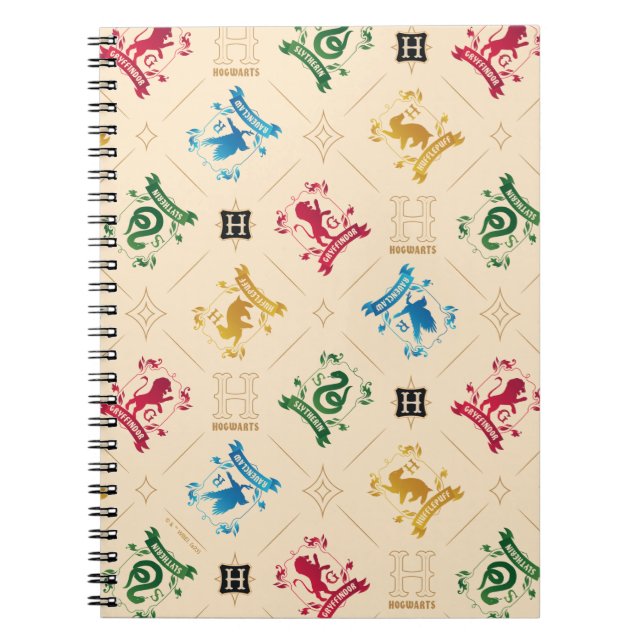 Ornate HOGWARTS™ House Crests Pattern Notebook (Front)