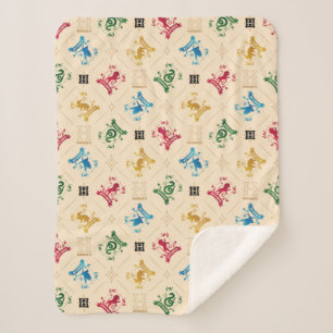 Ornate HOGWARTS™ House Crests Pattern Sherpa Blanket