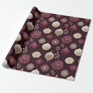 Ornate Holiday Ornament in Plum and Gold Wrapping Paper