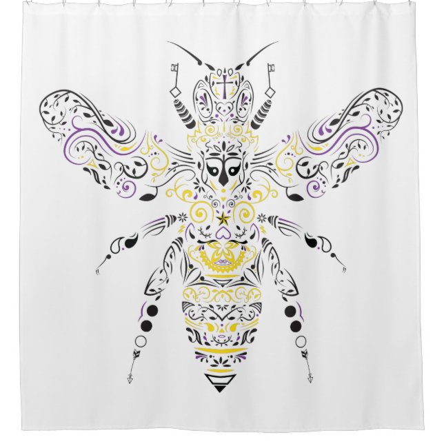 ornate honey bee shower curtain (Front)