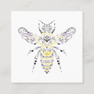 ornate honey bee square business card