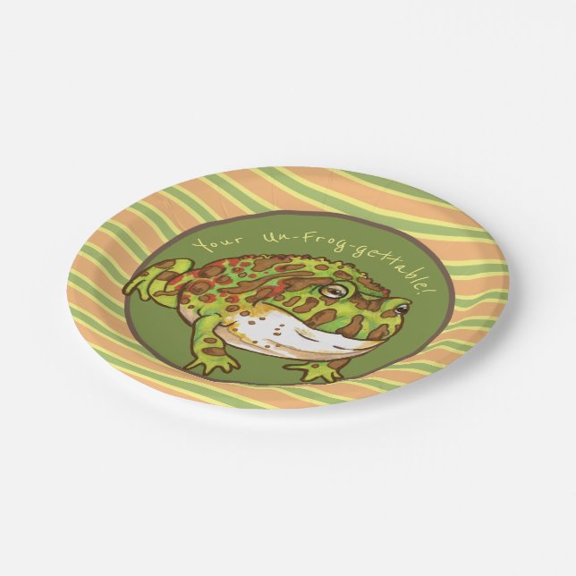 Ornate Horned Frog, un-Frog-gettable Paper Plate (Angled)